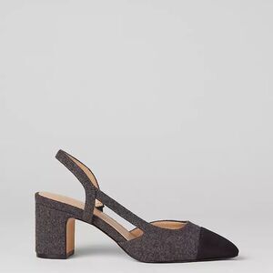Ann Taylor Flannel Cap Toe Block Heel Slingback Pumps